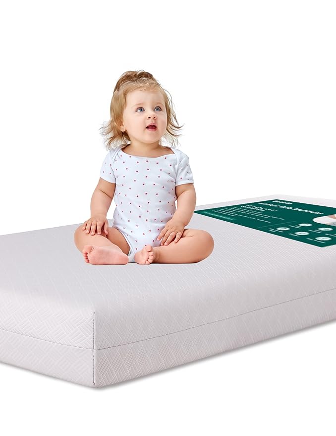 BABELIO Crib Mattress Memory Foam Toddler Mattress 2-Stage Standard Size Baby Mattress with Removable Waterproof Cover Grey-CubbioJoy