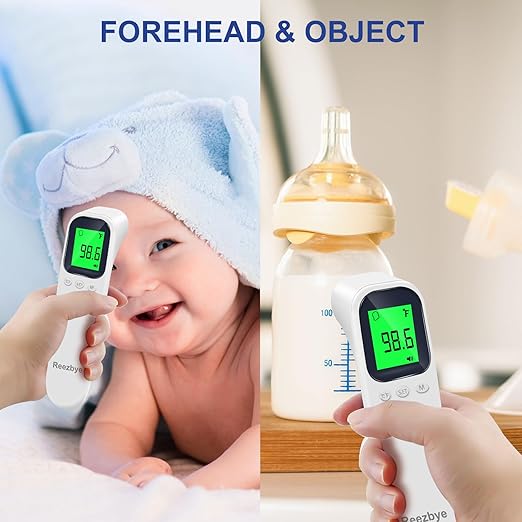 Contactless Thermometer - Digital Forehead Thermometer for Baby, Kids and Adults,3 Color Fever Alarm, 2 in 1 Forehead & Object Mode-CubbioJoy