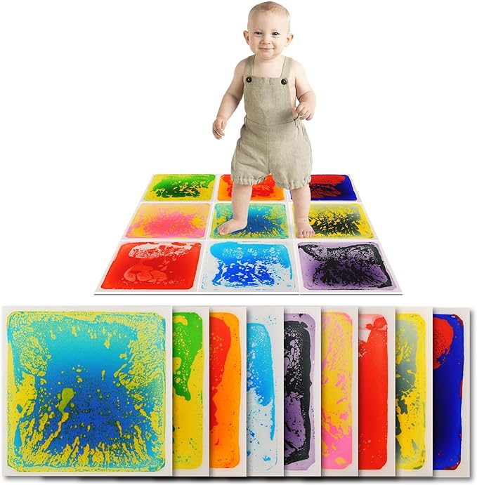 Art3d Liquid Fusion Activity Play Mat for Kids, Pack of 9 Tiles 12" X 12", Multi-Color-CubbioJoy