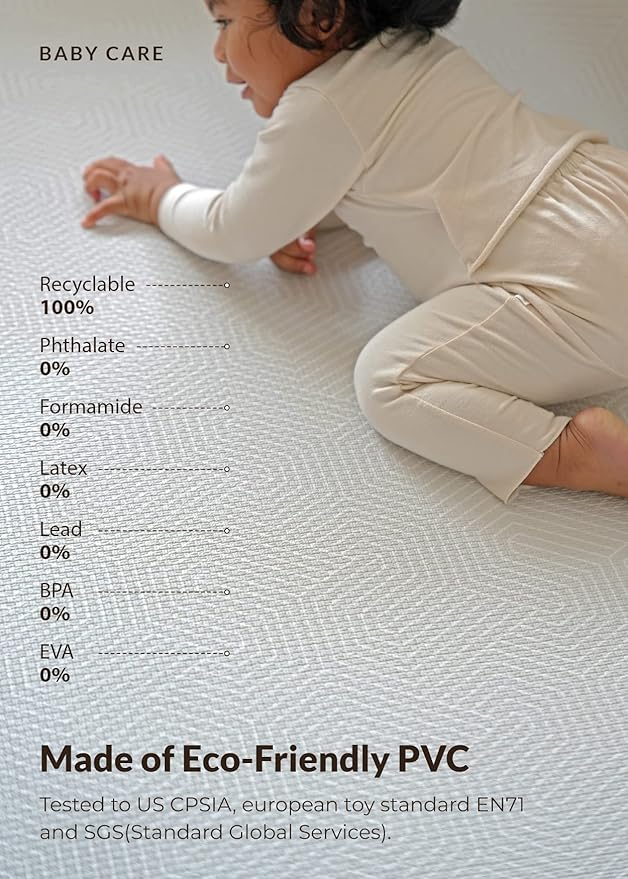 Baby Care Play Mat (Large, Hygge - Twig & Maze) 82'' x 55'' Original One-Piece Reversible Rollable Waterproof Play Mat for Infants, Babies, Toddler, and Kids-CubbioJoy