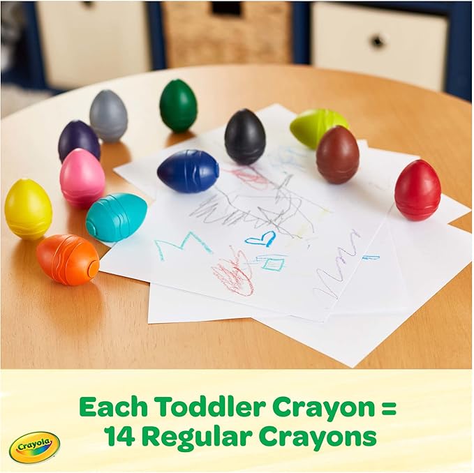 Crayola Large Egg Crayons (12ct), Jumbo Washable Crayons for Toddlers, Preschool Art Supplies for Toddlers, Classroom Must Have, Ages 1+-CubbioJoy