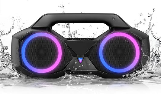 Bluetooth Speaker 80W(Peak)Loud with Bass, 20H Playtime, IPX7 Waterproof, RGB Lights, TWS, Large Portable Wireless Speakers for Outdoor, Home, Party, Pool, Beach, Tailgating, Gym, Work, Gifts (Black)-CubbioJoy