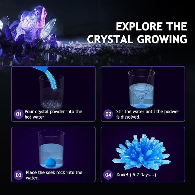 Japace Earth Science Kits for Kids Age 4-6-8-12-14, Birthstone Gemstone Dig Kit, Geology Kit with Break Your Own Geodes, Crystal Growing Experiment, Rock Mining Kit Birthday Gifts Toys for Boys Girls-CubbioJoy