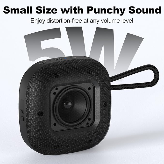 Bobtot Portable Bluetooth Speakers Wireless, IPX7 Waterproof Mini Speaker with 16 Hours Playtime, Loud Stereo Sound, TWS, Built-in Microphone, Small Size for Travel Sport, Black-CubbioJoy