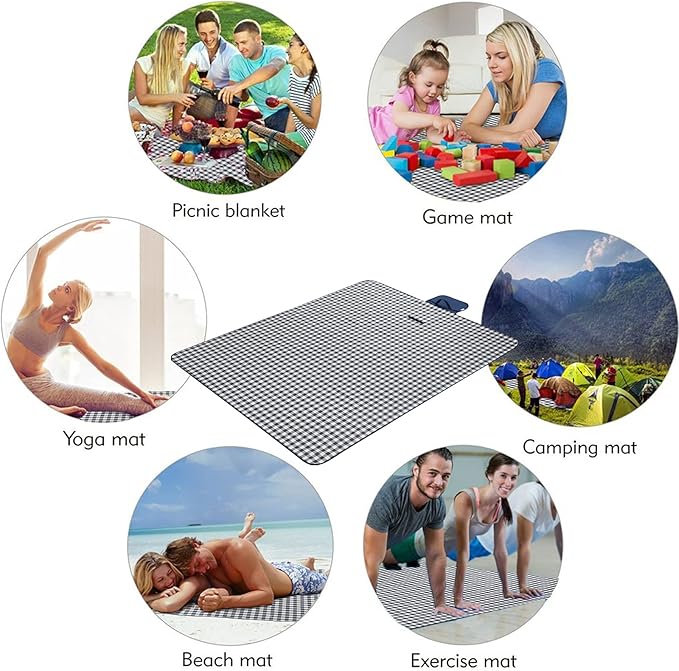 Beach Blanket Extra Large Picnic Mat Sand Free Waterproof Camping Blanket Easy Fold Carry Portable Travel Blanket Play Mat for Outdoor Indoor Hiking Festival BBQ Park Grass Lawn-CubbioJoy