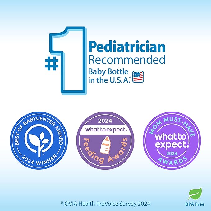 Dr. Brown's Natural Flow Anti-Colic Options+ Wide-Neck Baby Bottles 9 oz/270 mL,with Level 1 Slow Flow Nipple,4 Count,0m+-CubbioJoy