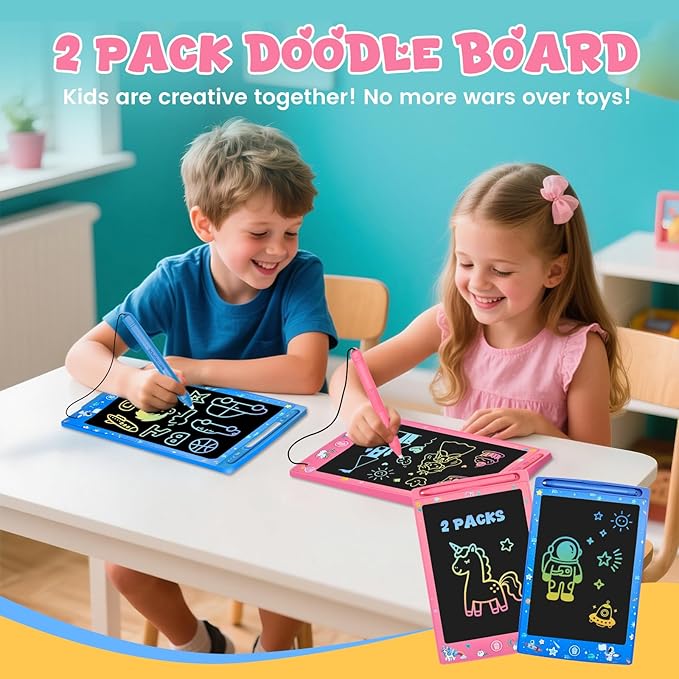 2 Pack LCD Writing Tablet for Kids, Erasable and Reusable Toddler Doodle Board in 8.5 inch, Ideal Educational Drawing Pad for Learning Toy for Ages 3-8 Gifts for Girls Boys-CubbioJoy