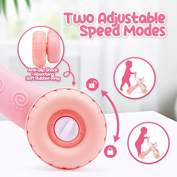 CUTE STONE 2-in-1 Baby Walker for Girls, Toddlers Learning Walker, Early Educational Push Walking Toys with Detachable Activity Center for Infants 12+ Months-CubbioJoy