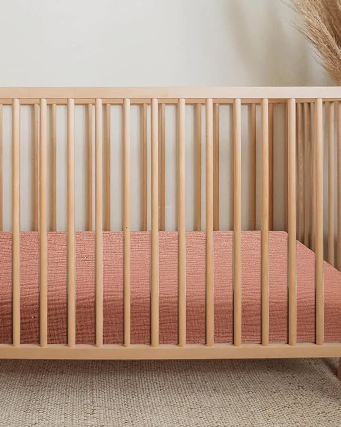 Bassinet Sheet for Baby Boy and Girl, Fitted Sheets for Rectangle, Oval, Hourglass Bassinet Mattress, Muslin Moses Basket Sheets with Neutral Style (Dusty Rose)-CubbioJoy
