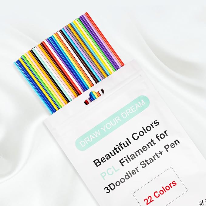 22 Colors 3D Doodler Pen Refills Only Fit for 3Doodler Start+ 3D Pen Low Printing Temperature PCL Filament 3Doodler Start Refills Packs Each Color 15.2 cm x 5 pcs Total 110 pcs-CubbioJoy