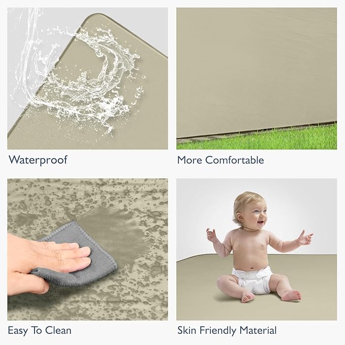 Baby Play Mat, 43x43 Inch Thicken Portable Self-Inflating Playmat for Kids Teepee Tent, Cushion Baby Mat for Floor, Tummy Time Mat with Travel Bag-CubbioJoy