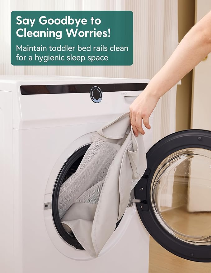 BABELIO Bed Rail for Toddlers, 59" Wide Swing Down & Adjustable Height Toddler Bed Rails for Kids/Elderly/Adults, Baby Side Railing for Twin/Full/Queen/King Size-CubbioJoy