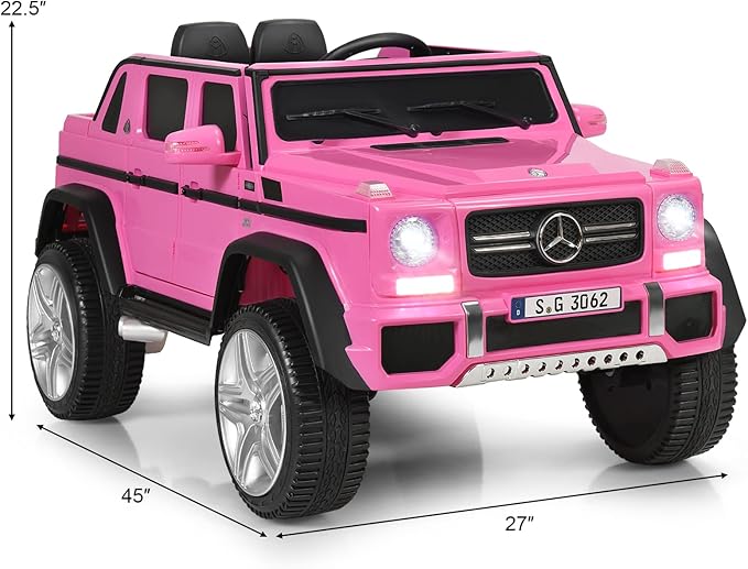 Costzon Ride on Car, Licensed Mercedes-Benz Maybach, 12V Battery Powered Vehicle Toy w/ 2 Motors, Remote Control, 3 Speeds, Lights, Horn, Music, Aux, Storage, Truck, Electric Car for Kids (Pink)-CubbioJoy
