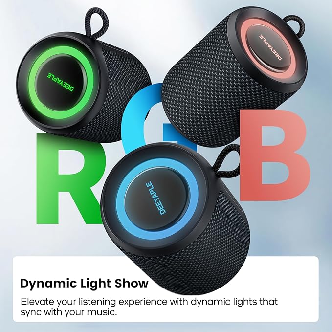 Bluetooth Speaker Wireless,IP67 Waterproof & Dustproof Portable Speaker with Lights,15W Loud Stereo Sound, 2500mAh Battery All Day Playtime, TWS Pairing, BT5.3, Home/Party/Outdoor/Beach (Blue Black)-CubbioJoy