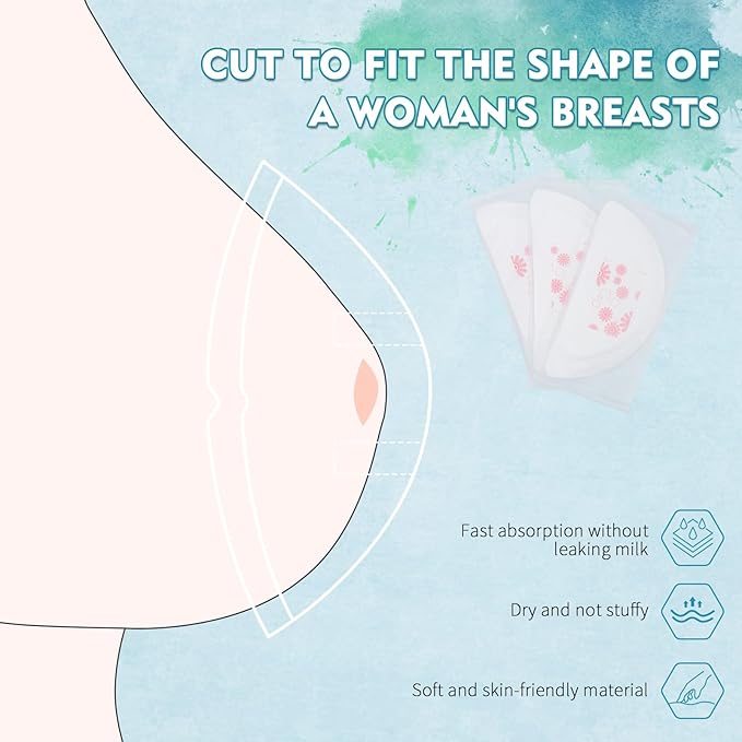 Disposable Nursing Pads, Ultra-Thin Breastfeeding Pads, Nipple Pads for Breastfeeding, Fit Fast Suction, Nursing Essentials (Round-100)-CubbioJoy