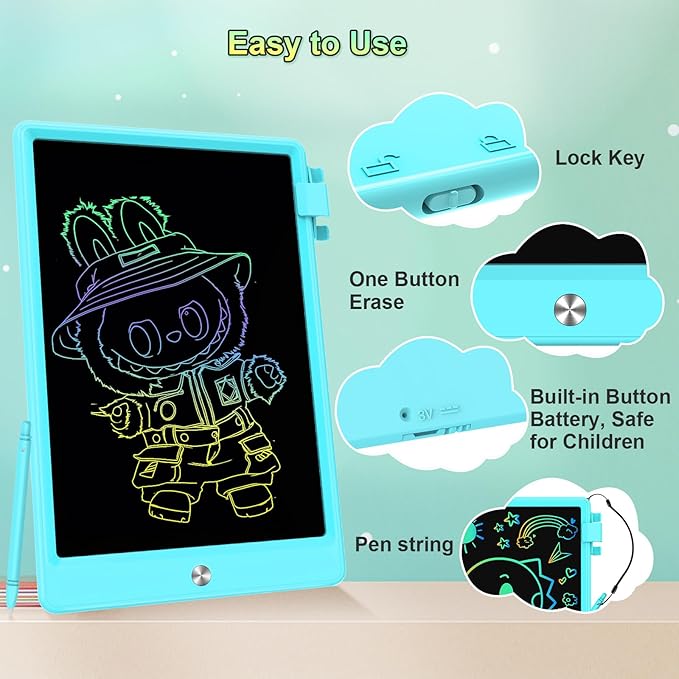 8.5 Inch LCD Writing Tablet for Kids, Colorful Toddler Doodle Board - Erasable Drawing Pad, Educational Learning Toy for Ages 3-8 - Valentine's Day Christmas Birthday Gifts (8.5 Inch, Blue)-CubbioJoy