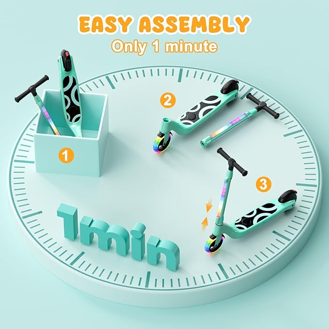 CBD Electric Scooter for Kids, 6 Mph Top Speed, Up to 5 Miles Range, 5.3" Solid Tires Wheel and Front Light, Kick Scooter Adjustable Height for Kids Age 6-12-CubbioJoy