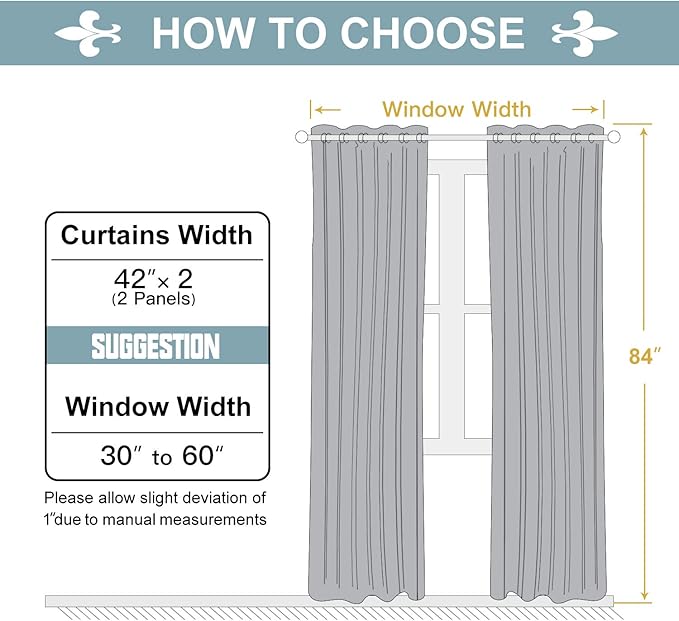 ChrisDowa 100% Blackout Curtains for Bedroom with Black Liner, 2 Thick Layers Total Blackout Thermal Insulated Grommet Window Curtains 2 Panels Set (Stone Blue, 42 x 84 Inch)-CubbioJoy