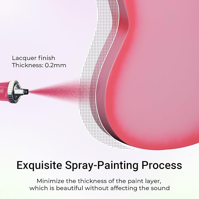 ADM Beginner Acoustic Classical Guitar 36 Inch Nylon Strings Wooden Guitar Bundle Kit for Kid Boy Girl Student Youth Guitarra Online Lessons with Gig Bag, Strap, Tuner, Strings, Picks, Pink-CubbioJoy