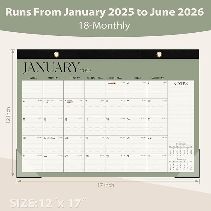 2026 Desk Calendar, Large Desktop/Wall Monthly Calendar (Jan. 2026 - Jun. 2027) 17'' x 12'' School Year Desk Planner for Teacher Family Office Supplies-CubbioJoy