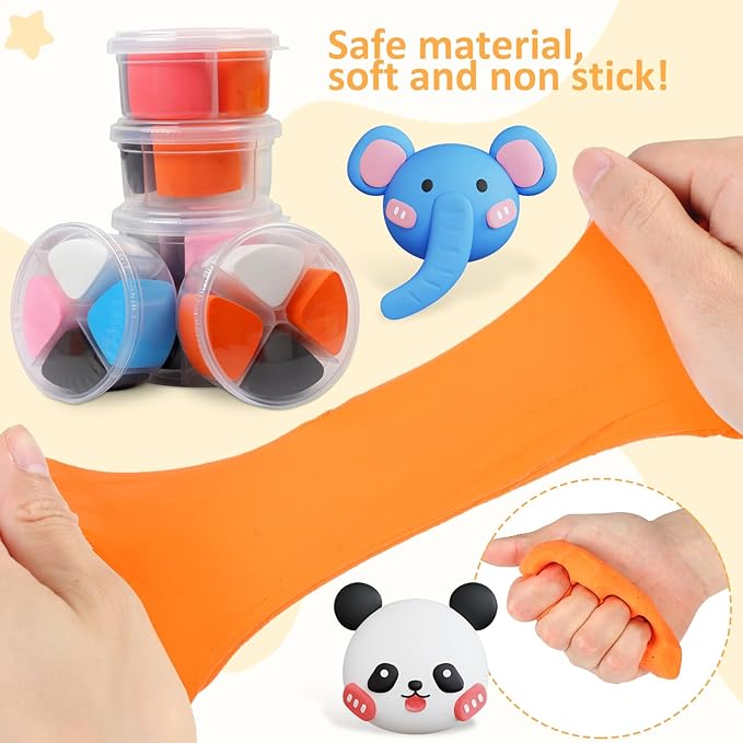 Air Dry Clay Kit for Kids, Modeling Magic Clay for Kids, Ultra Light & Soft, 12 Boxes DIY Animals Model with Step by Step Tutorial and 5 Sculpting Tools, Creative Art Crafts Toys Gifts for Girls Boys-CubbioJoy