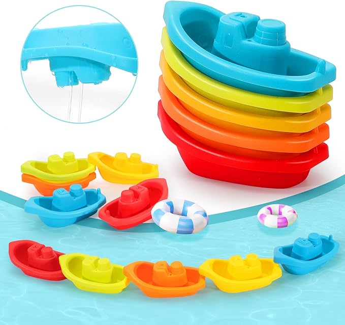 Bath Toys for 12 24 36 Months Babies, Bathtub Toys for Toddlers Kids Ages 1-3, 4-8, Waterfall Bath Toys for Boys and Girls, Small-CubbioJoy