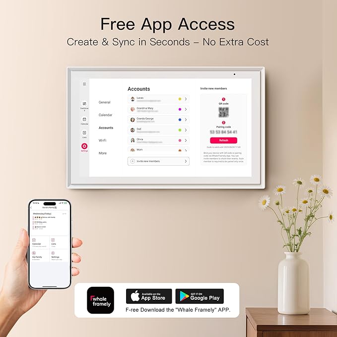 15.6 Inch Digital Calendar, Full HD Touchscreen Smart Planner for Family Schedules - Wall & Desk Mount, Great for Seamless Daily Planning & Household Organization, with LED Reminder Light-CubbioJoy