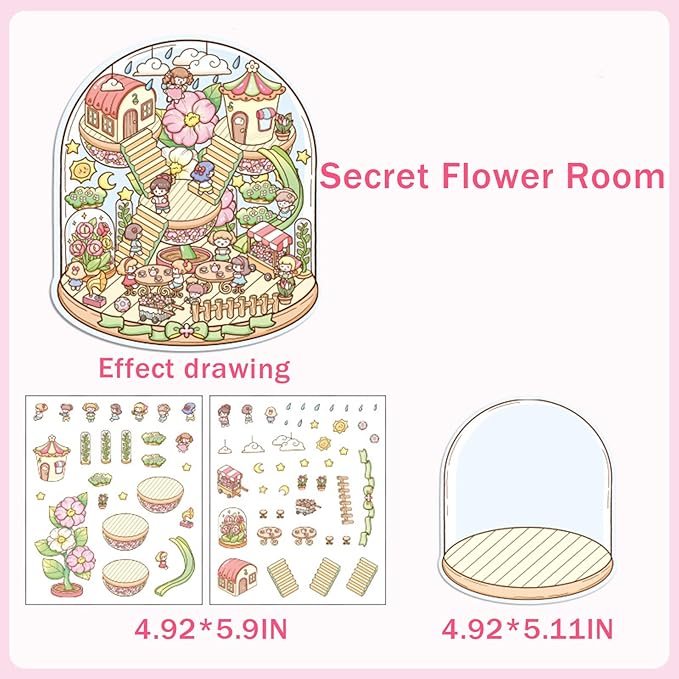 5 Set 3D Sticker Scene,Fun Room Sticker Book,Fun Stacking Miniature Scene Stickers,Make Your Own Stickers, 5 Set Cute Cartoon Sticker Therapy for Adults Kids-CubbioJoy