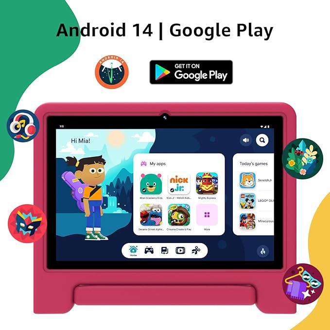 ApoloSign Kids Tablet 2025, 10.1 inch Tablet for Kids, Octa-core, 6 GB RAM, 64GB ROM Tablets for Toddlers with Parental Control, 8-hr Battery, Wi-Fi6, BT5.0, Droop-Proof Case (Pink)-CubbioJoy