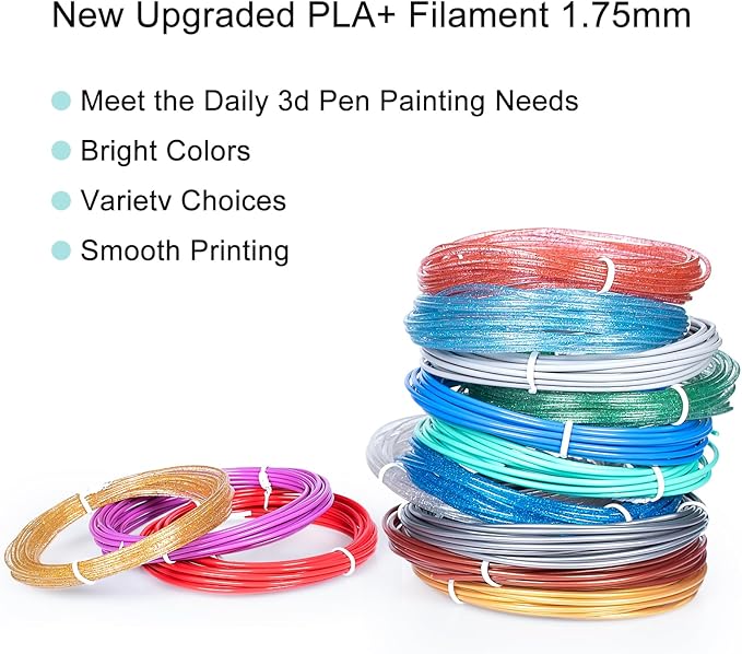 18 Colors 3D Pen Filament Refills Compatible with SCRIB3D MYNT3D PIKA3D 3D Pen for Kids Per Color 10Feet 1.75mm PLA 3D Printing Pen Filament Refills, NOT FIT 3Doodler Start Pen-CubbioJoy