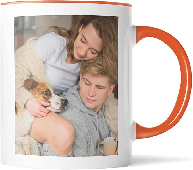 Custom Mug Upload Your Picture Personalized Coffee Mug with Photo Text Name Customized Cup Unique Ideas Gifts for Men Women Mom Dad Halloween Christmas Thanksgiving Friend Family (Orange, 11oz)-CubbioJoy