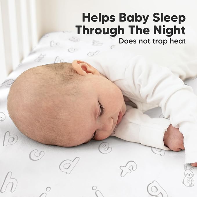 KeaBabies 2-Pack Organic Crib Sheets for Boys, Girls - 52x28 Fitted Crib Mattress Sheet Neutral, Breathable Jersey Cotton Cover for Baby Bed, Toddler Mattress, Soft & Cute Prints (ABC Land Sky)-CubbioJoy