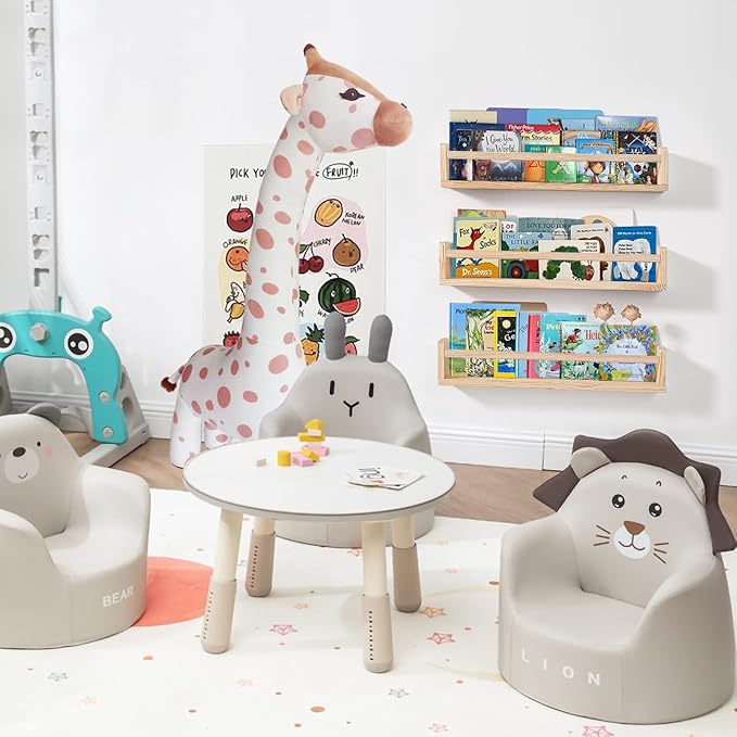 AZSKY Nursery Book Shelves 24 Inch Rustic Natural Wood Floating Shelves,Wall Book Shelves for Farmhouse,Bathroom Décor,Kitchen Spice Rack or Book Shelf Organizer for Home Décor,a Set of 3 Same Sizes-CubbioJoy