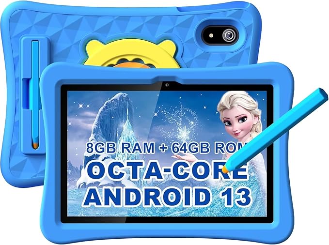 10.1 Inch Kids Tablet with Stylus & Case | Octa-Core 8GB RAM 64GB ROM | 7000mAh Android Tablet for Ages 3-12 | Parental Control, Pre-Installed Apps & GMS Certified-CubbioJoy