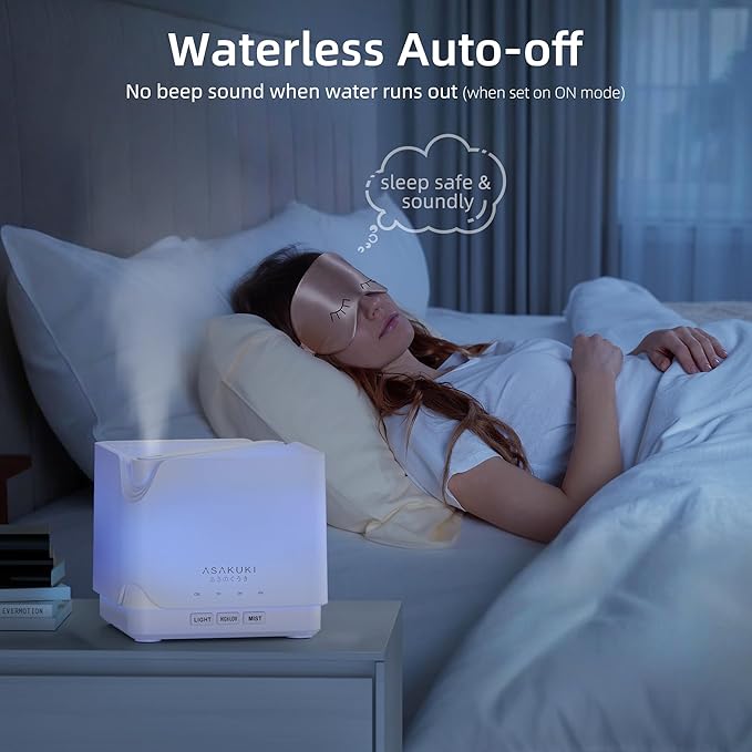 ASAKUKI Essential Oil Diffuser, Multifunctional Ultrasonic Aromatherapy Fragrant Oil Vaporizer Humidifier with Timer, Auto-Off Safety Switch, and 7 LED Light Colors, 700 ml (White)-CubbioJoy