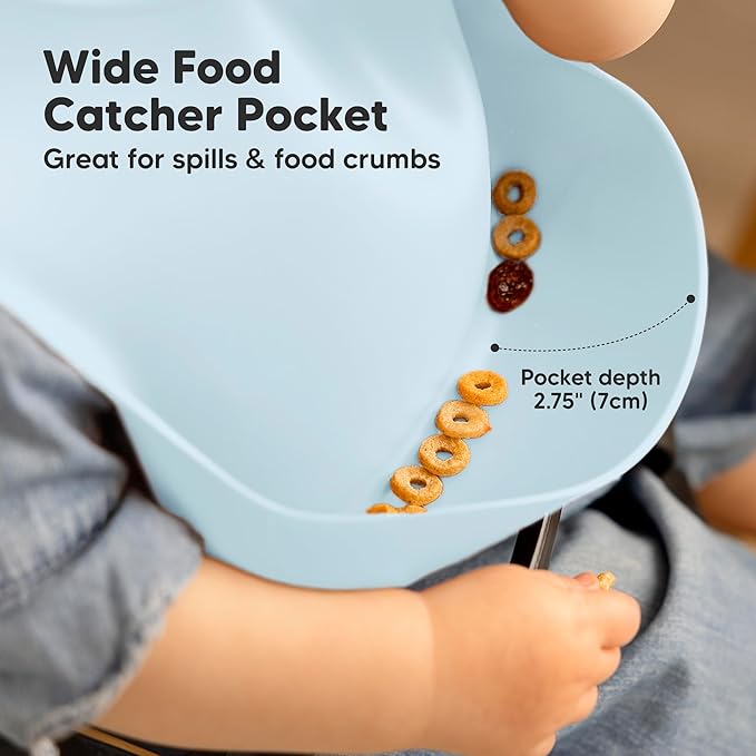 KeaBabies 2-Pack Silicone Baby Bibs for Eating - Sturdy Food-Grade Silicone Bibs for Babies Girl, Boy, Large Food Catcher, Clean & Put On Easily, Waterproof Toddler Feeding Essentials (Ocean)-CubbioJoy
