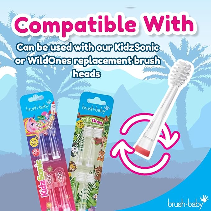 Brush‑Baby - KidzSonic Dinosaur Kids Electric Toothbrush for Ages 3+ with Disco LED Lights, Gentle Sonic Vibrations, 2-Minute Smart Timer & 30‑Second Pulse Reminders – AAA Battery Included-CubbioJoy