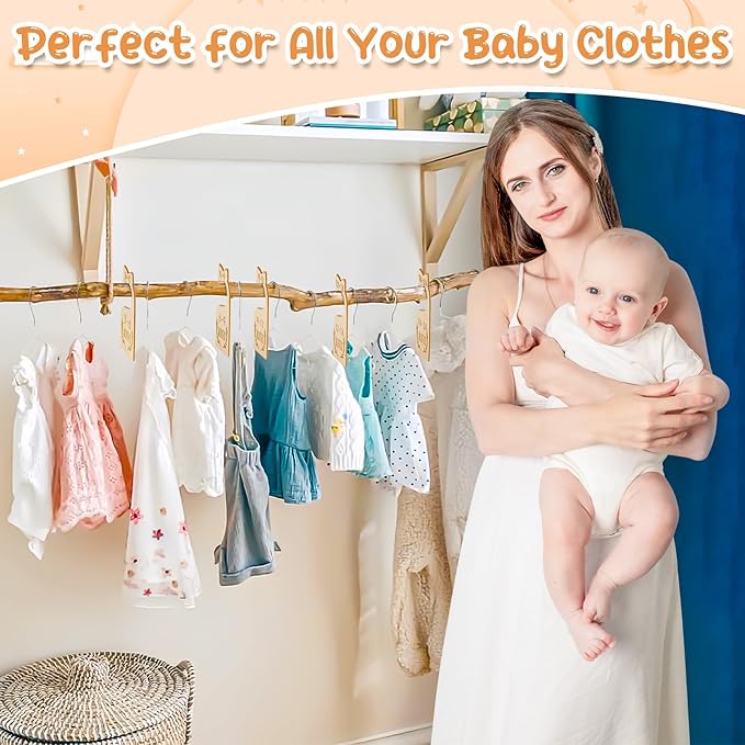 8Pcs Wooden Baby Closet Dividers for Baby Clothes Organizer, and 30Pcs Baby Hangers, Baby Closet Organizer Baby Clothes Dividers for New Mom Dad Parents, 0-24 Months, Large, SL0058-CubbioJoy
