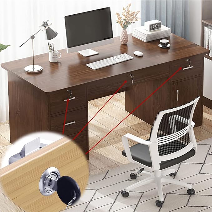 Automatic Lock Tongue Cabinet Drawer Lock 【Keyed Alike】& Forstner Drill Bit Furniture Locker Lock Showcase Lock Drilling Diameter 3/4"/19mm for (3/5"-/15mm -7/8"-/22mm) Door Panel-CubbioJoy