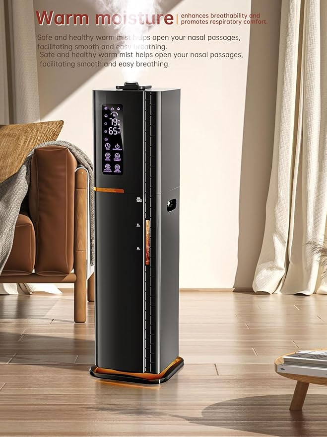 2.64Gal Humidifiers for Bedroom Large Room, Warm and Cool Mist up to 500ft², Top Fill Diffuser Ambient Light, 3 Mist Modes, 24H Timer, 35dB Quiet Humidifier for Home Office Plant-CubbioJoy