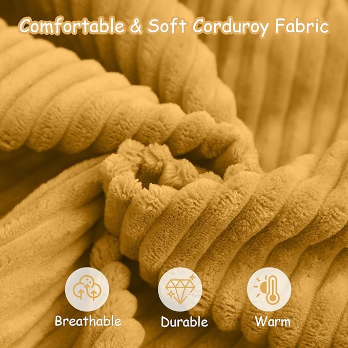 COMAX Kids Bean Bag Chair Turn into Beanbag Bed, Toddler Bean Chair Corduroy for Girl Boy Sleeping, Lazy Children Bean Bags with Filler, Convertible Child Floor Mattress, Yellow-CubbioJoy