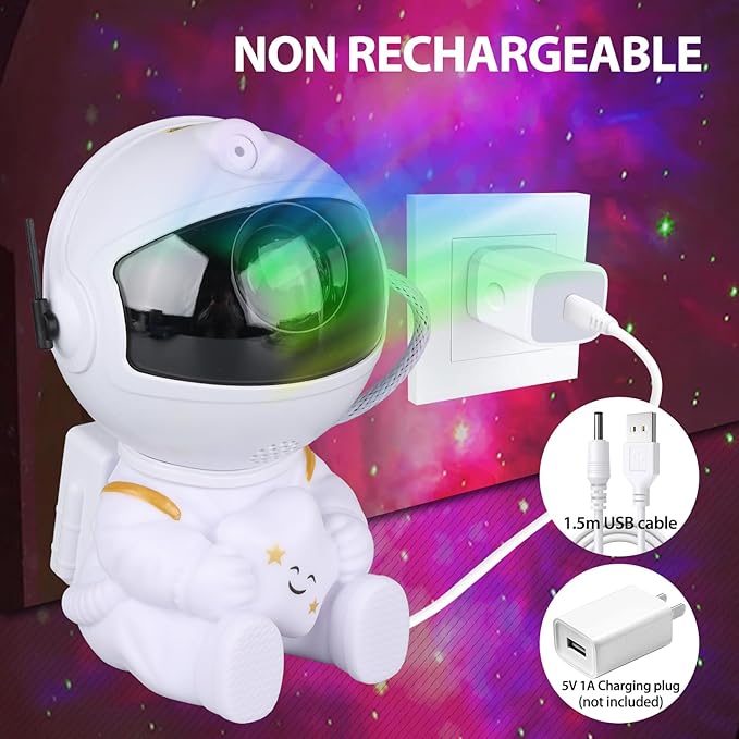 Astronaut Star Projector, Star Projector Galaxy Light for Kids，8 Modes Remote and 270° Adjustable Led Lights for Bedroom, Girls Room Decoration, Home Theater, Ceiling, Timer(Original White)-CubbioJoy