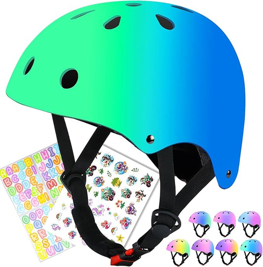 Color Gradient Adjustable Kids Bike Helmet Toddler Skateboard Helmets Boys Girls Child Ventilation Helmet for Multi-Sports Skating Cycling Scooter Balance-CubbioJoy