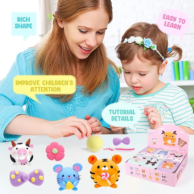 Air Dry Clay Kits - Modeling Clay for Kids, Ultra Light & Soft, Safe & Non-Toxic, DIY Airdryclay Kit with Sculpting Tools and Tutorials, Creatible Art Crafts Toys Gifts for Boys Girls-CubbioJoy
