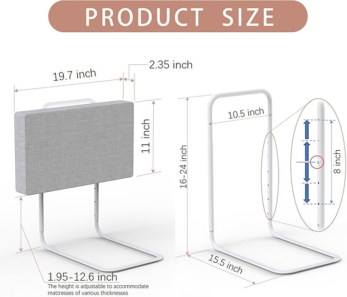 Bed Rail Guards for Toddlers, Adjustable Bed Rails with Safety, Bed Side Rails for Twin, Full, Queen Bunk Size (Grey, 1 Pack)-CubbioJoy