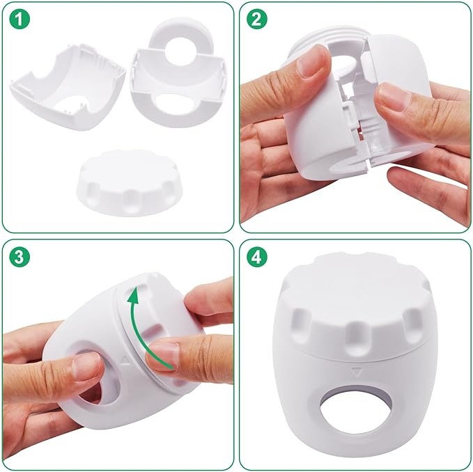 2 Pack Door Knob Safety Cover for Kids, Door Knob Cover, Screw Thread Design, Doors Knobs Child Proof Locks, Reusable and Reliable, for Toddler Baby Safety Doors Handle Covers (White)-CubbioJoy