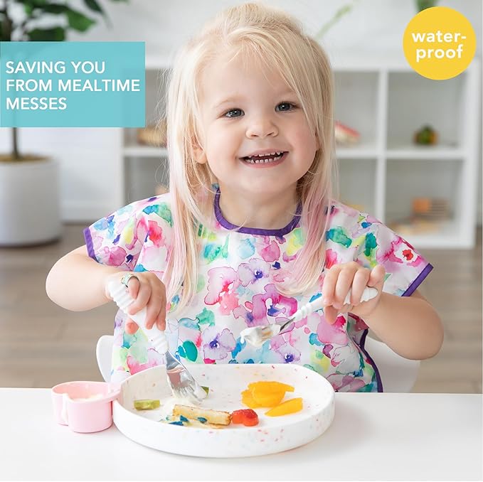 Bumkins Bibs - Toddler Bibs, Waterproof, Large for 1-3 Years, Short Sleeve-CubbioJoy