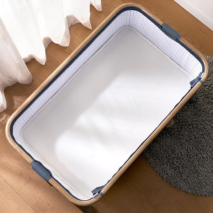 Baby Bassinet Mattress 33x 20 inches- Firm Support and Comfort Premium Foam,Noiseless and Odorless,Hypoallergenic Small Crib Mattress, Fits Moses Basket, Dual Sided with Soft Breathable Fabric-CubbioJoy