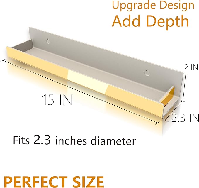 4 Pack 15 Inch Gold Reflective Acrylic Shelves, Gold Foating Shelves, Modern Sunglasses Essential Oil Picture Ledge Display Toy Storage Shelf-CubbioJoy