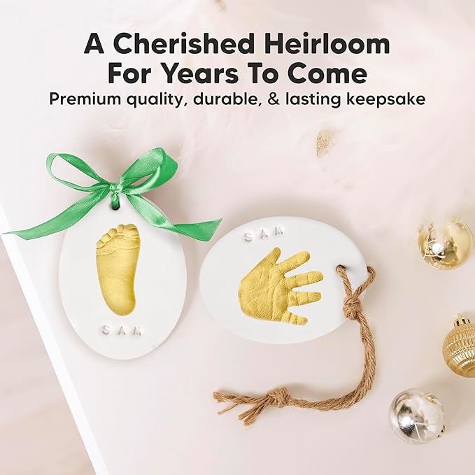 Baby Hand and Footprint Kit Girls, Boys - Personalized Baby Footprint Ornament Kit, Newborn Keepsake Gifts for New Mom, Easy to Use Handprint Makers, Cute Shower Gifts (Multi-Colored)-CubbioJoy